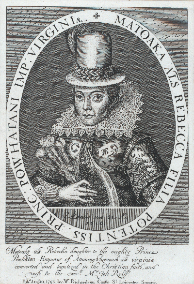 Print of Pocahontas, 1617.