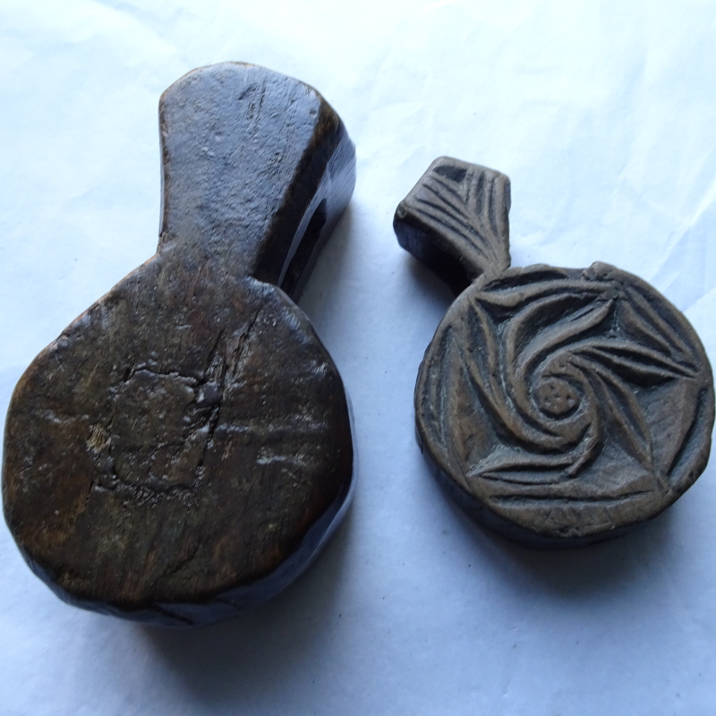 Wooden amulets for hanging round the necks of livestock in Swat.